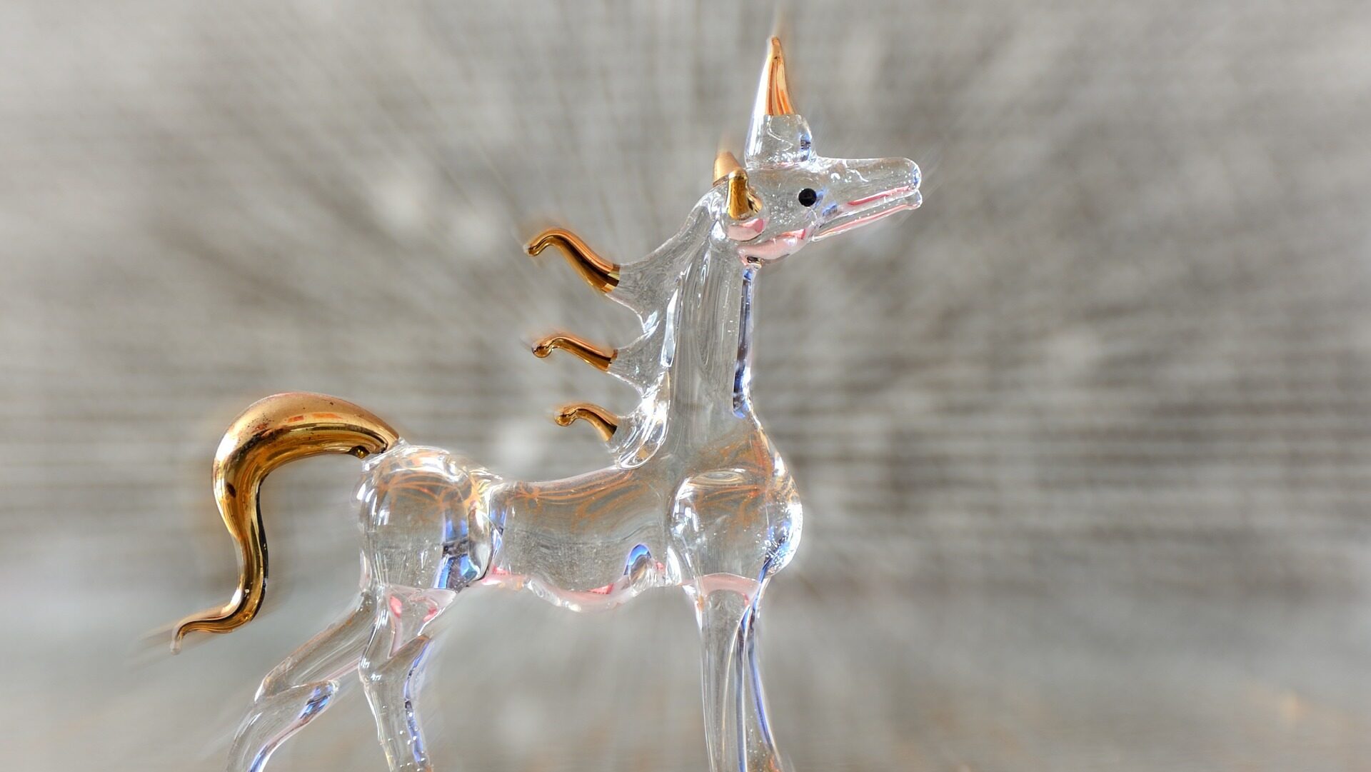 Unicorn glass figurine with back lighting