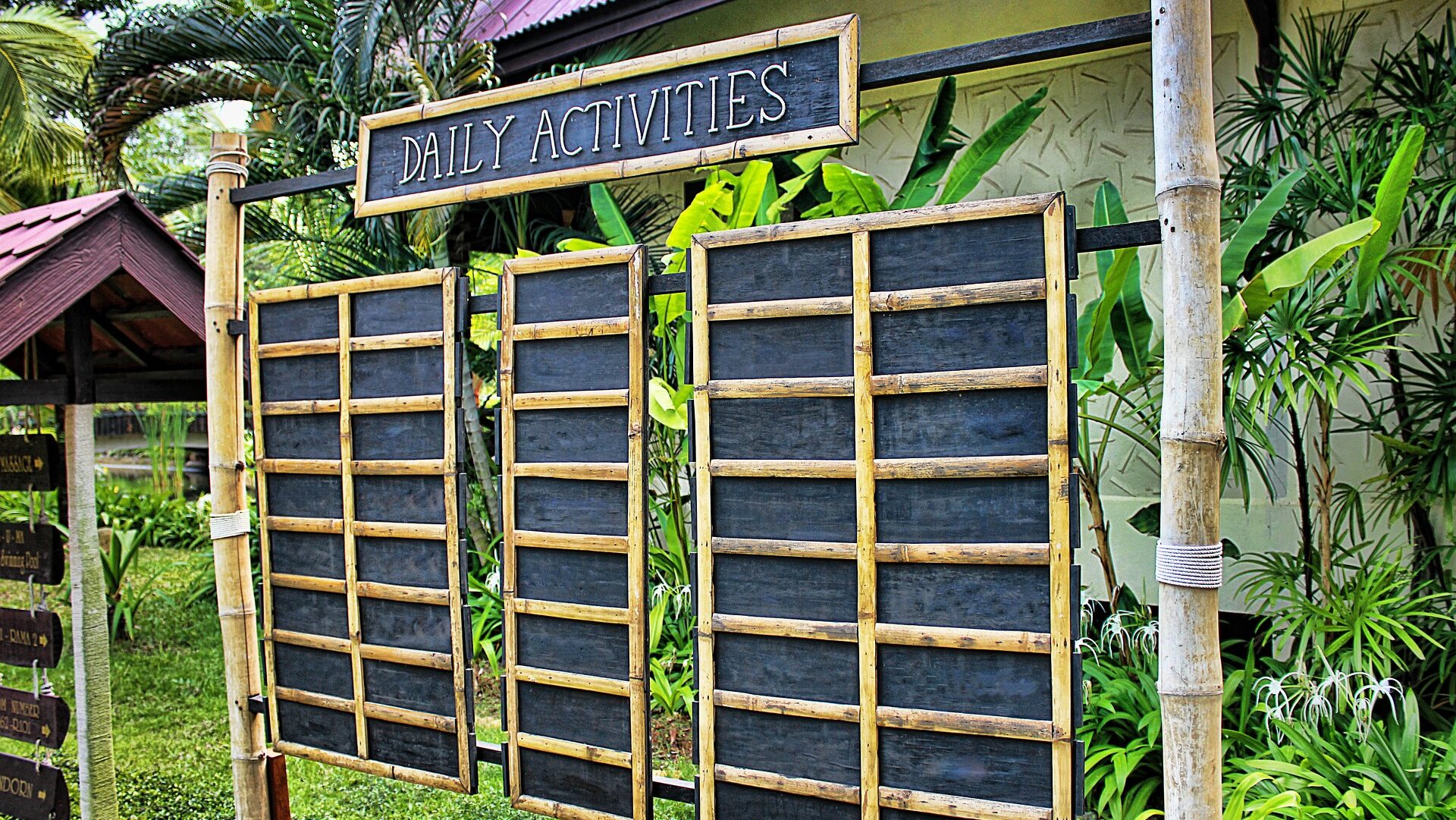 Daily activities chalk board with bamboo frame