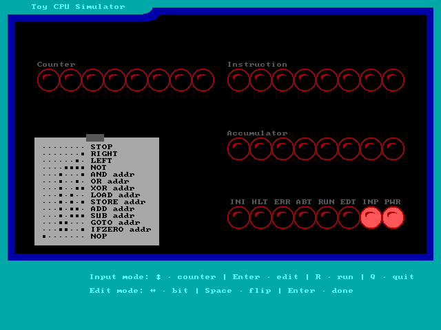 Toy CPU simulator screenshot - 01