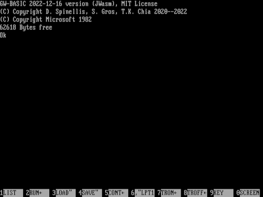GW-BASIC (open source) running on FreeDOS screenshot