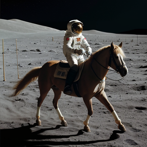Stable Diffusion generated image of an astronaut riding a horse on the moon