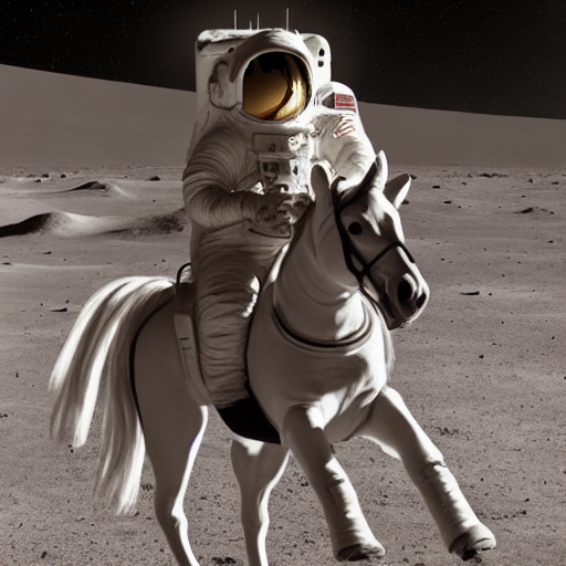 DiffusionBee generated image of an astronaut riding a horse on the moon