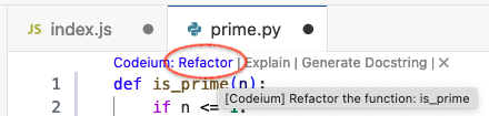 Figure 10-1: Codeium's Refactor menu.