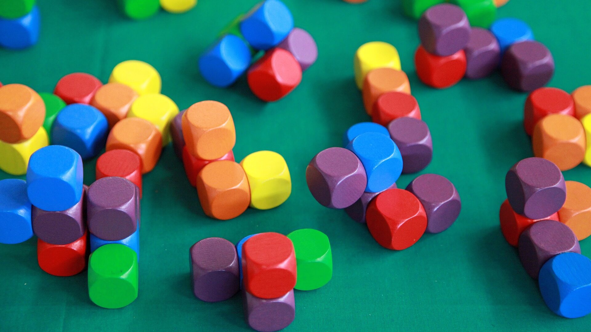 Multi-colored building blocks.