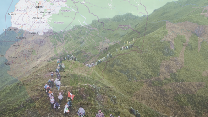 OpenStreetMap image with people talking on a mountain trail