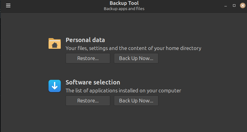 Backup app and files - MintBackup screenshot