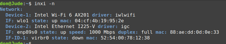 inxi command with -n option screenshot