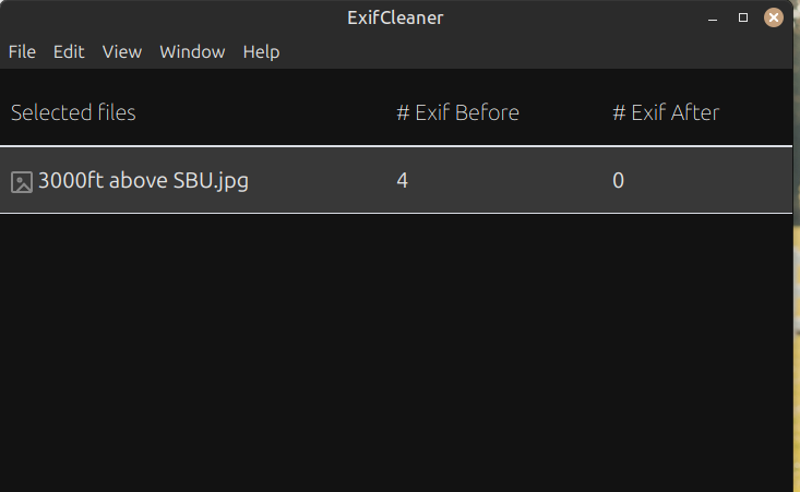 ExifCleaner selected file