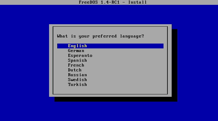 Installing FreeDOS 1.4 RC1