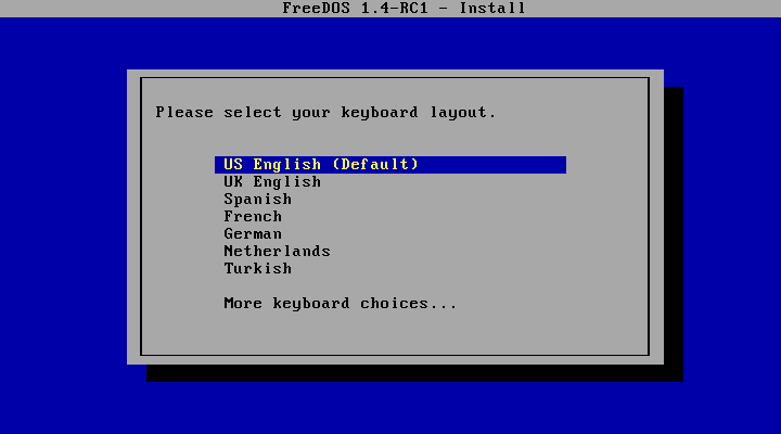 Installing FreeDOS 1.4 RC1